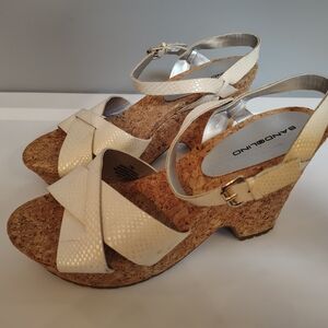 Bandolino Cream Cork Wedge Sandals